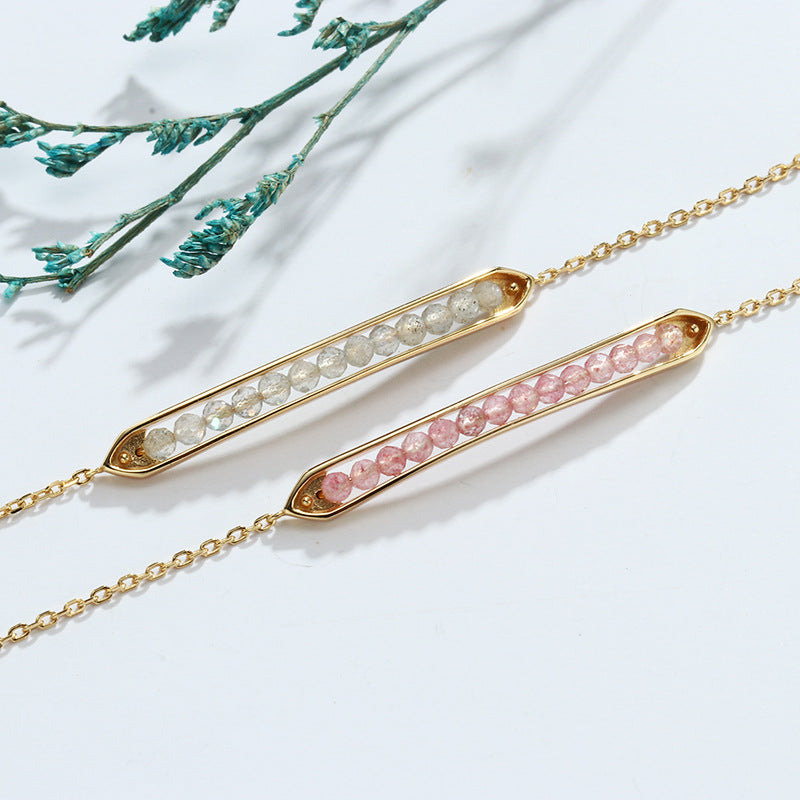 Strawberry Quartz Bar Bracelet