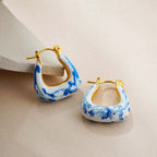 Porcelain Marble Hoop Earrings