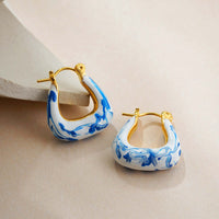 Porcelain Marble Hoop Earrings