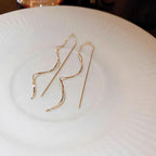 Gold Spiral Long Chain Threader Earrings