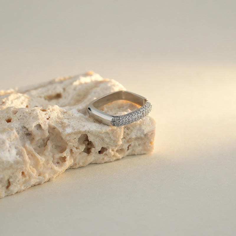 Art Deco Silver Eternity Square Ring