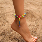 Summer Rainbow Paperclip Chain Anklets