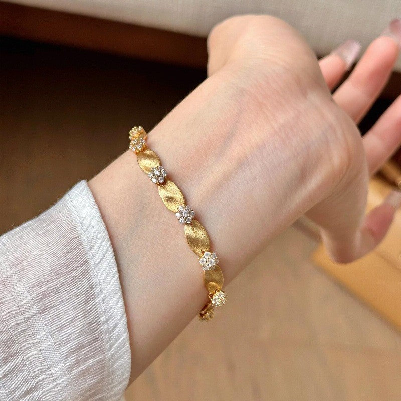 Luxury Dual Tone Brushed Ribbon Link Bracelet