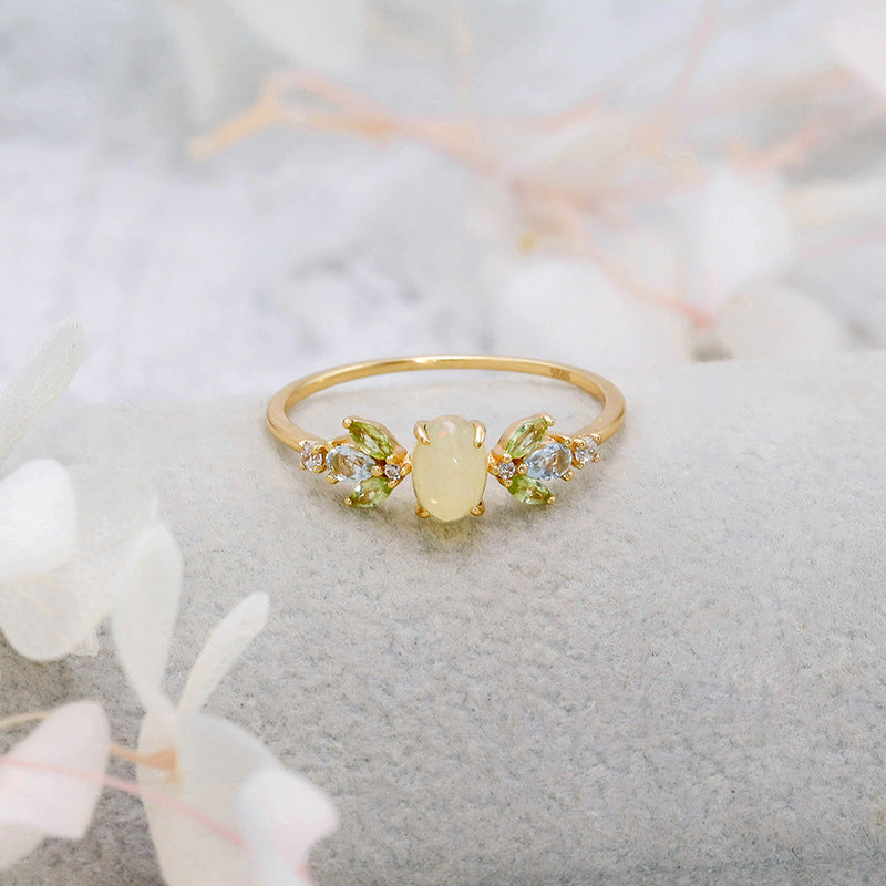 Nature Inspired Opal Peridot Ring