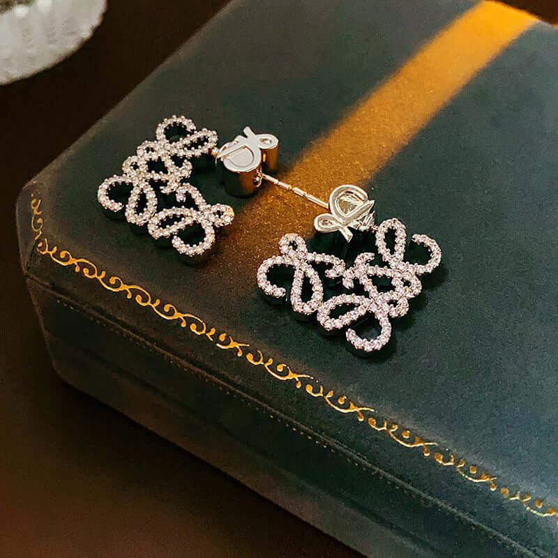 French Square Hollow Letter Large Earrings