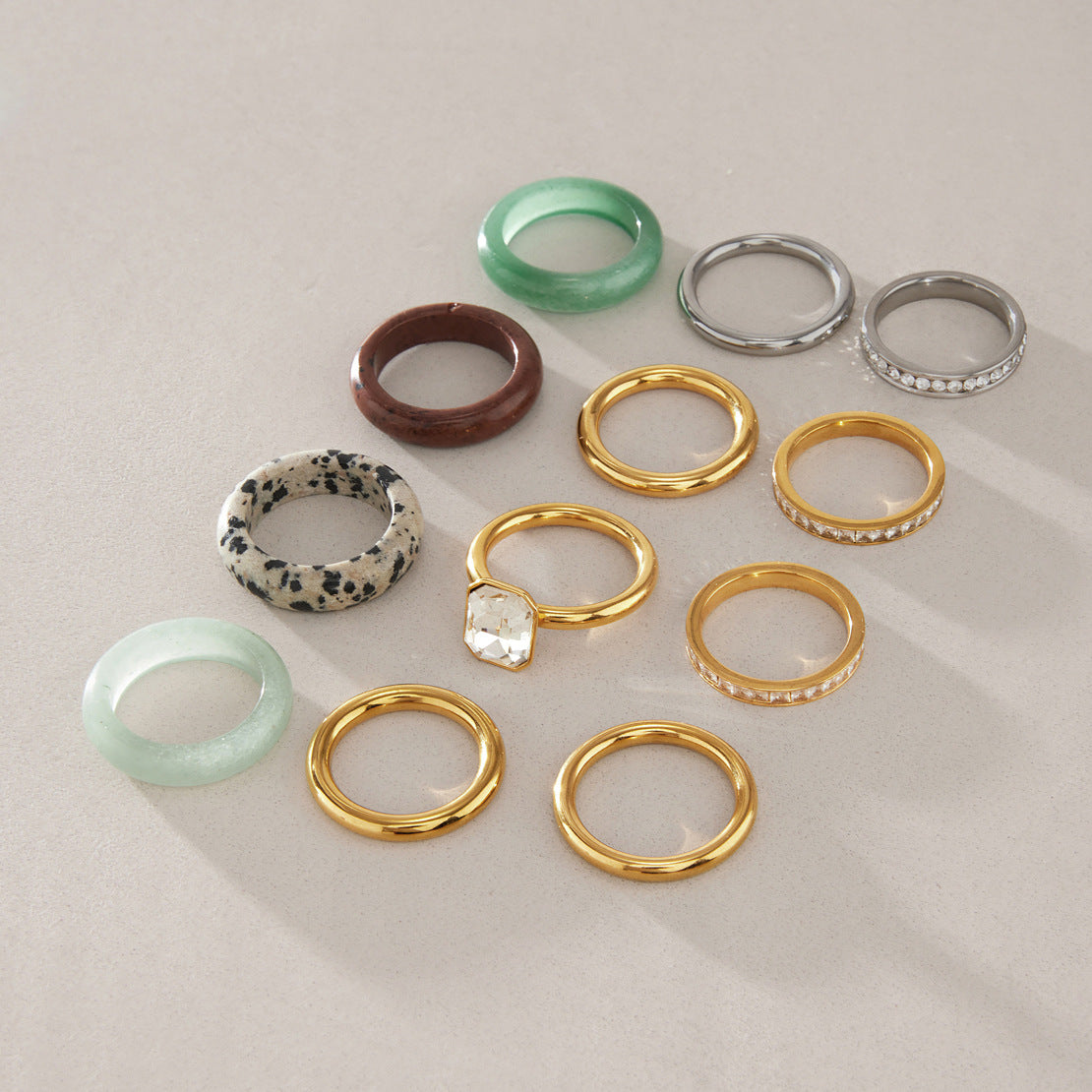 Earth & Elegance Natural Gemstone Stainless Steel Ring