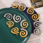Two Tones Spiral Twist Stud Earrings