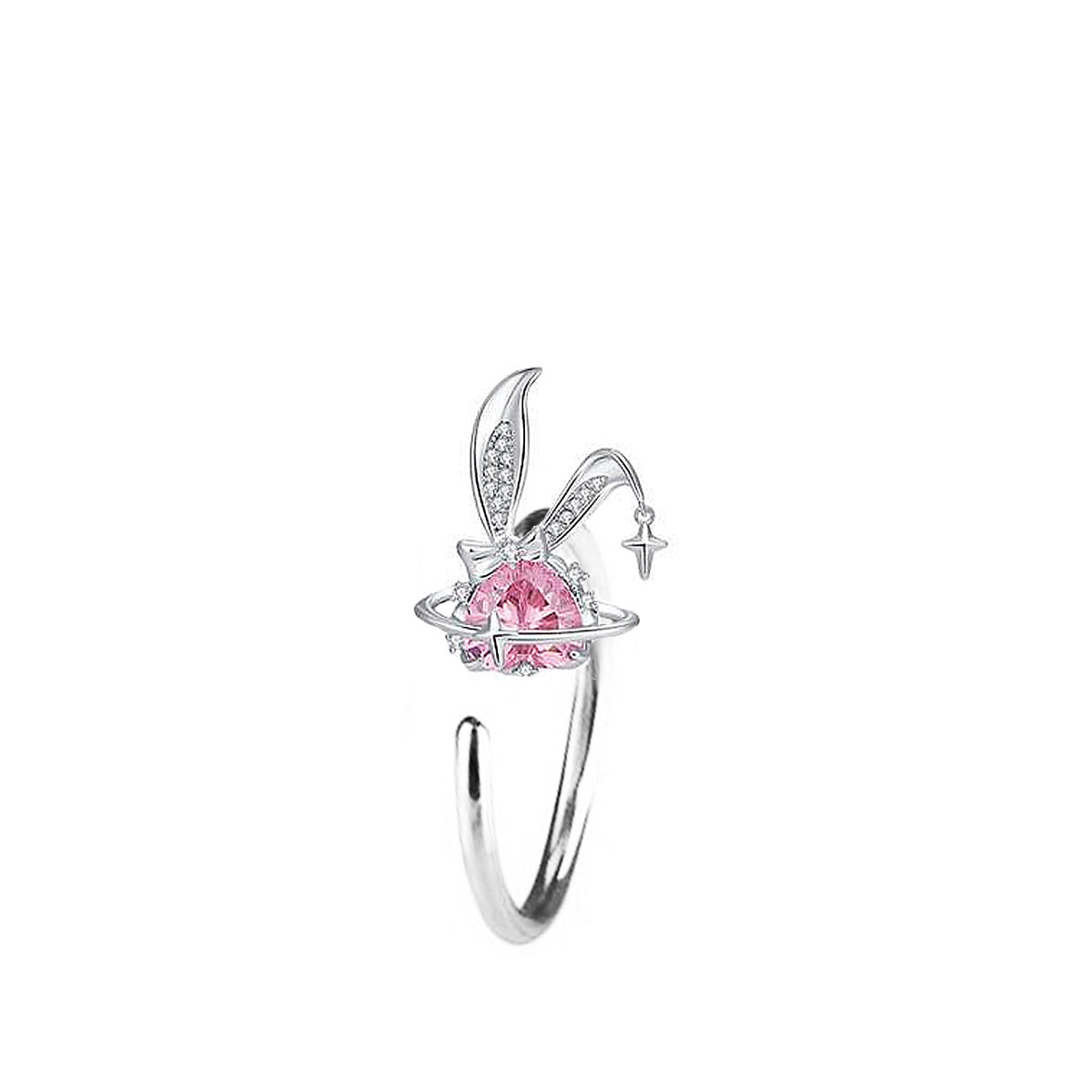 Pink Bunny Heart Surgical Steel Navel Ring Nose Ring