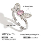 Fairy Pink Bow CZ Ring Silver