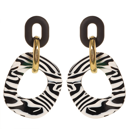 Zebra Stripes Acrylic Large Drop Earrings