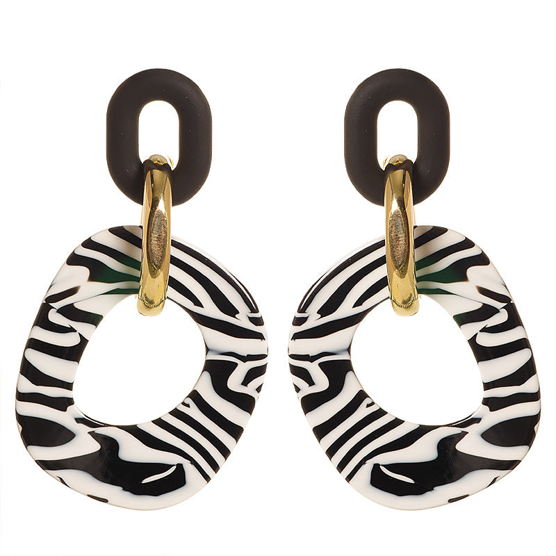Zebra Stripes Acrylic Large Drop Earrings