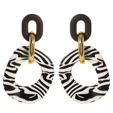 Zebra Stripes Acrylic Large Drop Earrings