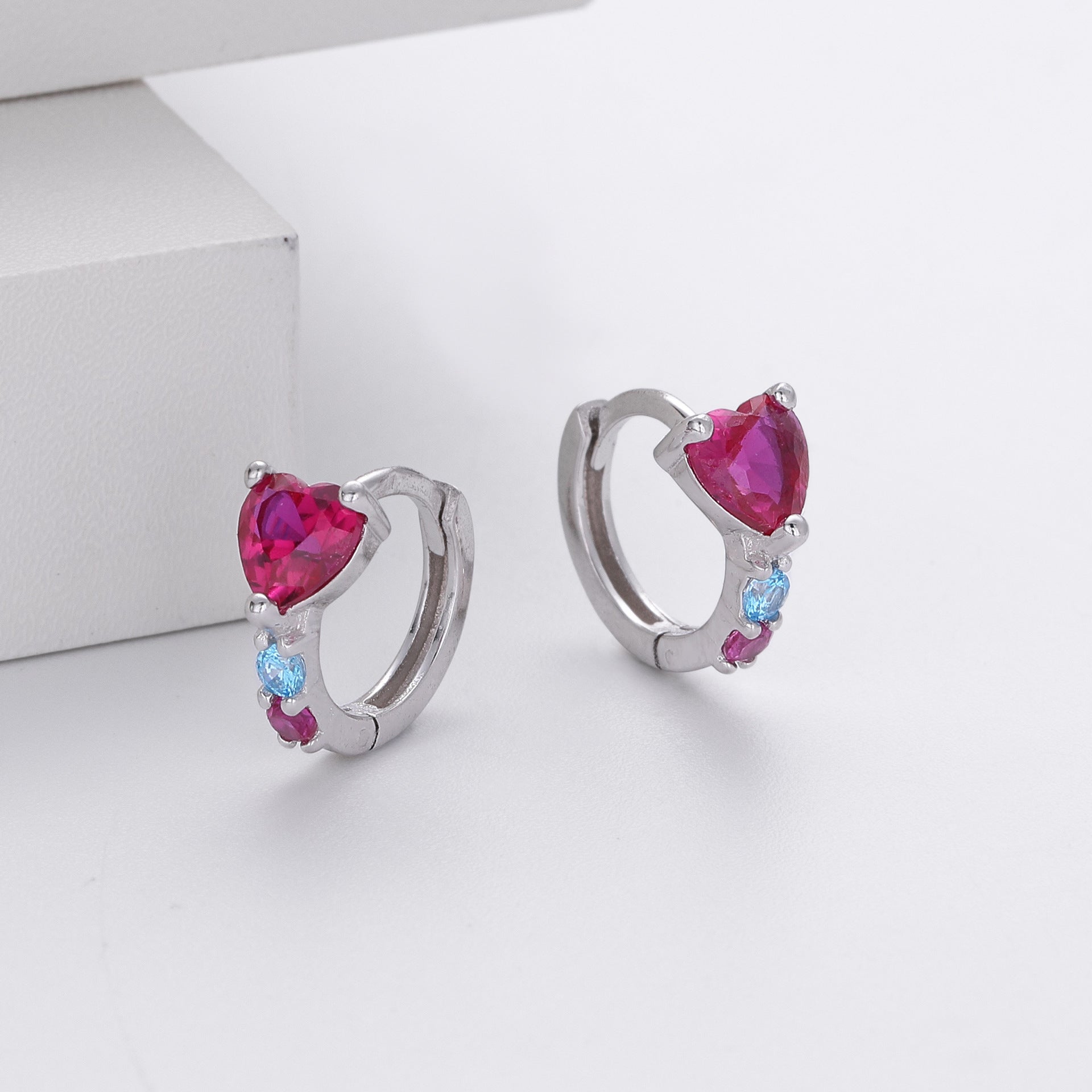 Dazzling Heart Small Hoop Earrings