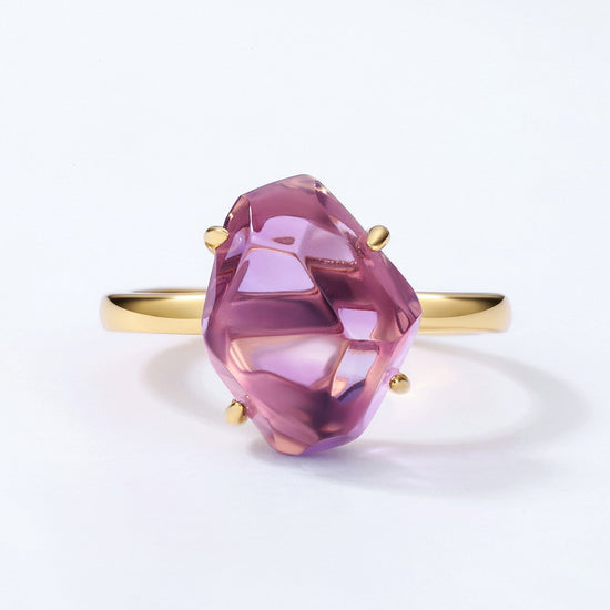 Raw Rose Quartz Citrine Good Vibes Ring