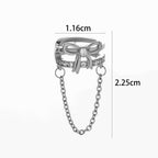 Ribbon Bow Heart Dangle Non-Pierced Ear Cuff Fake Earrings