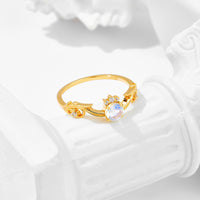 Romantic CZ Moonstone Gemini Birthstone Curve Ring