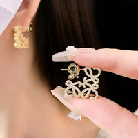 French Square Hollow Letter Large Earrings