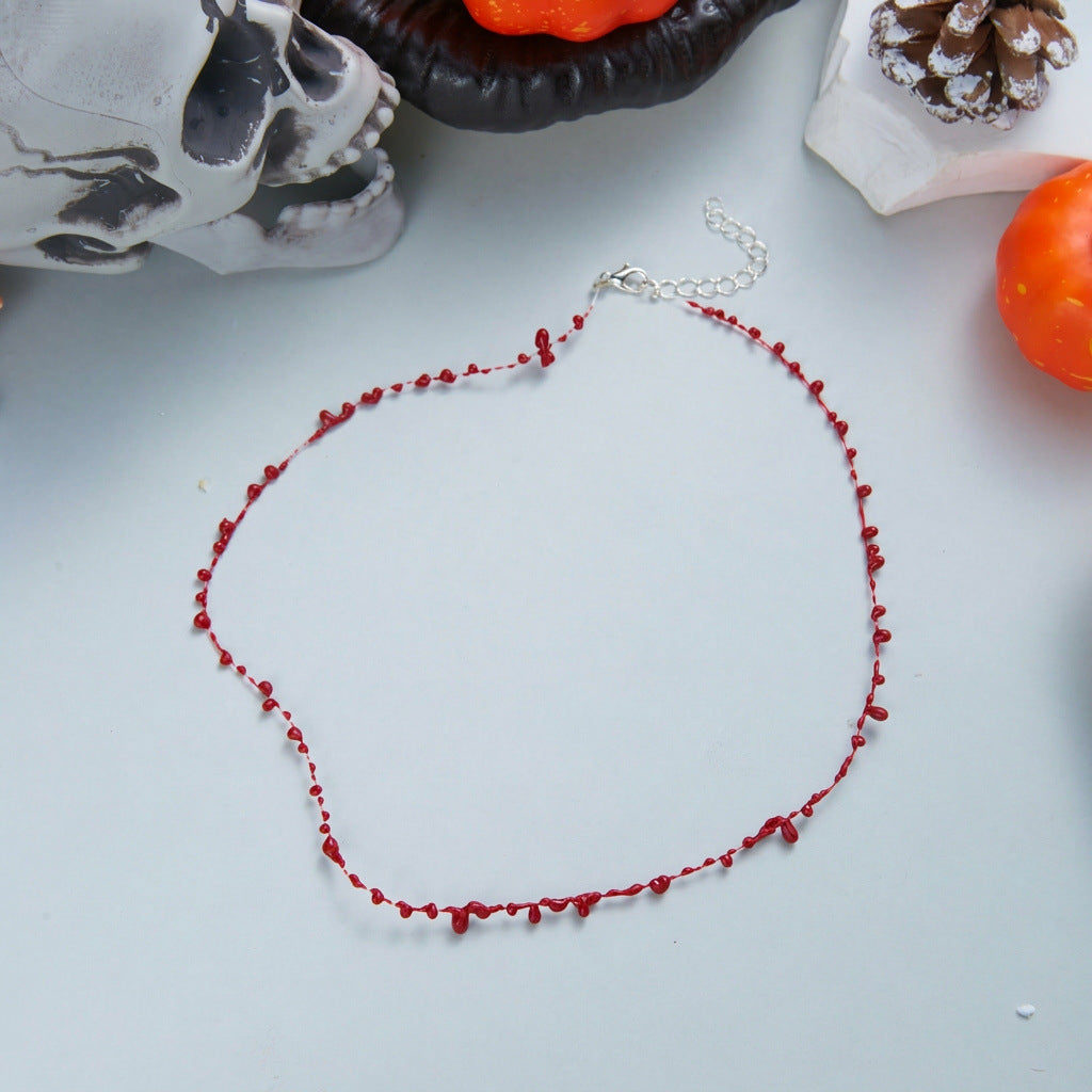 Crimson Veil Blood Drop Layered Necklace
