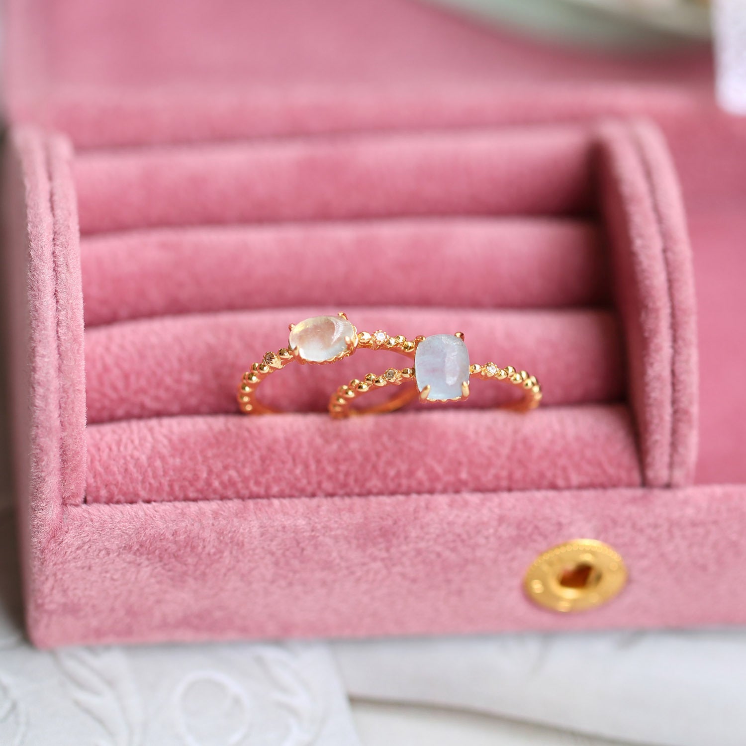 14K Gold Aquamarine Crystal Birthstone Ring