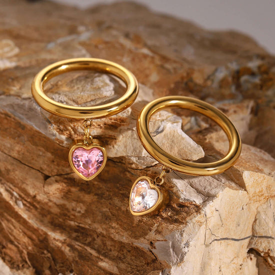 Dangle Charm Pink Heart Ring