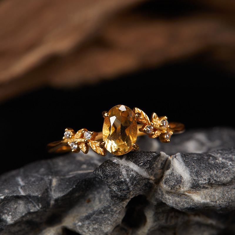 Between The Leaf Citrine Topaz Ring