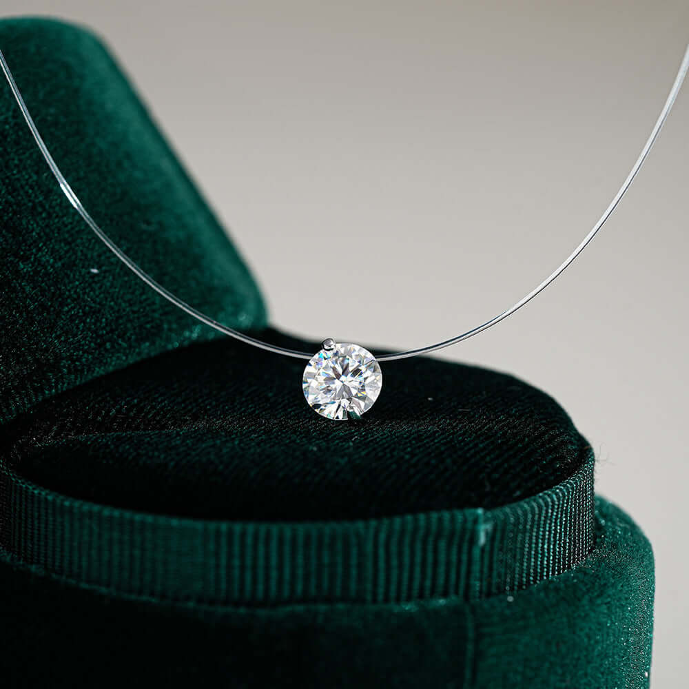 Moissanite Invisible Clear Necklace Minimal