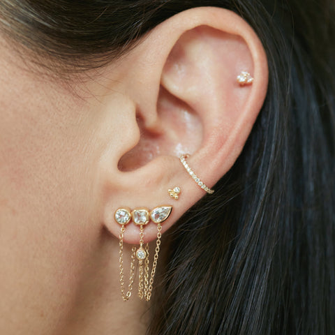 Geometry Zircon Tassel Earrings