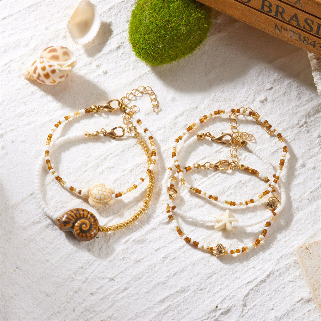 Seaside Escape Starfish Turtle Layer Bead Bracelet