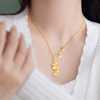 Luxury Ginkgo Leaf Sideway Chain Necklace