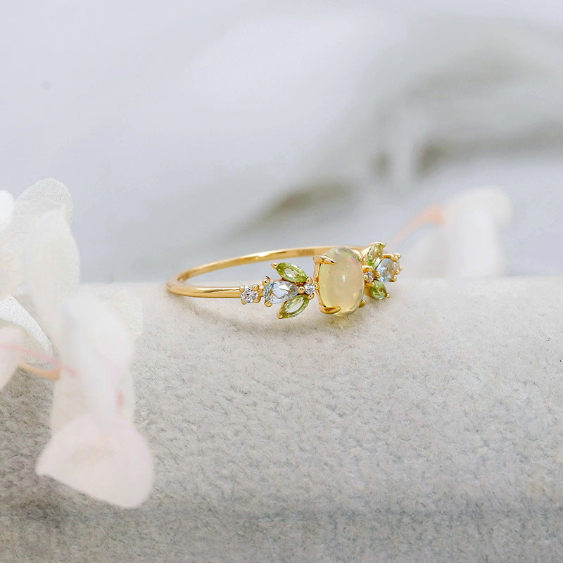 Nature Inspired Opal Peridot Ring