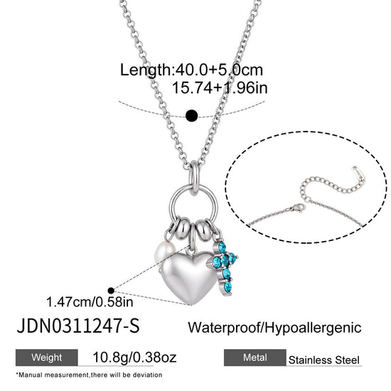 Heart Charm Cross Necklace