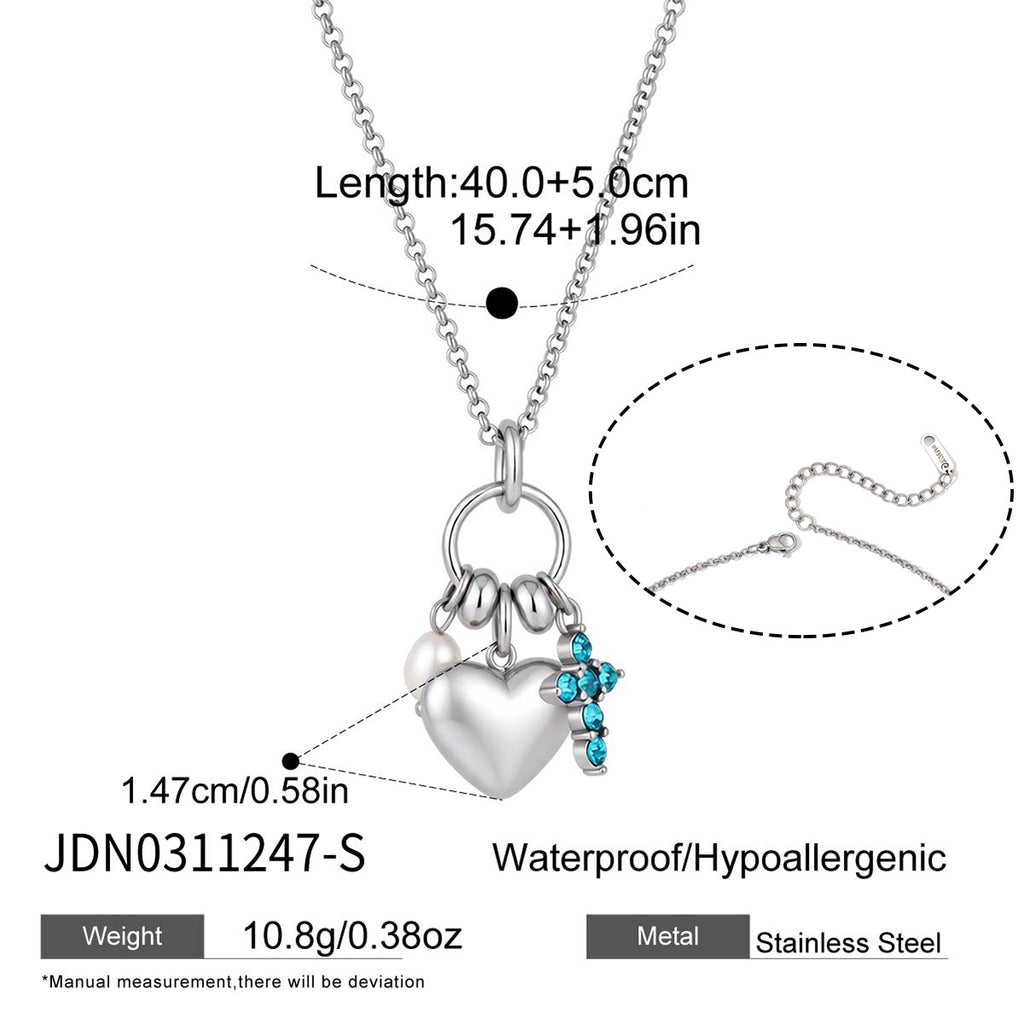 Heart Charm Cross Necklace