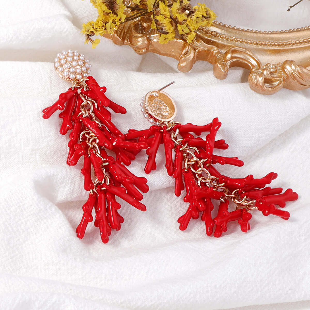 Ocean Inspired Red Coral Earrings