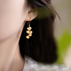 Golden Ginkgo Leaf Dangle Earrings