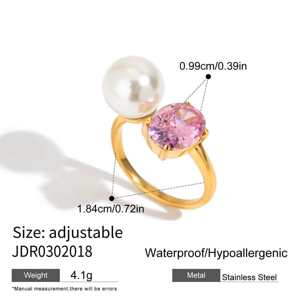 Fairy Pink CZ Pearl Split Ring 