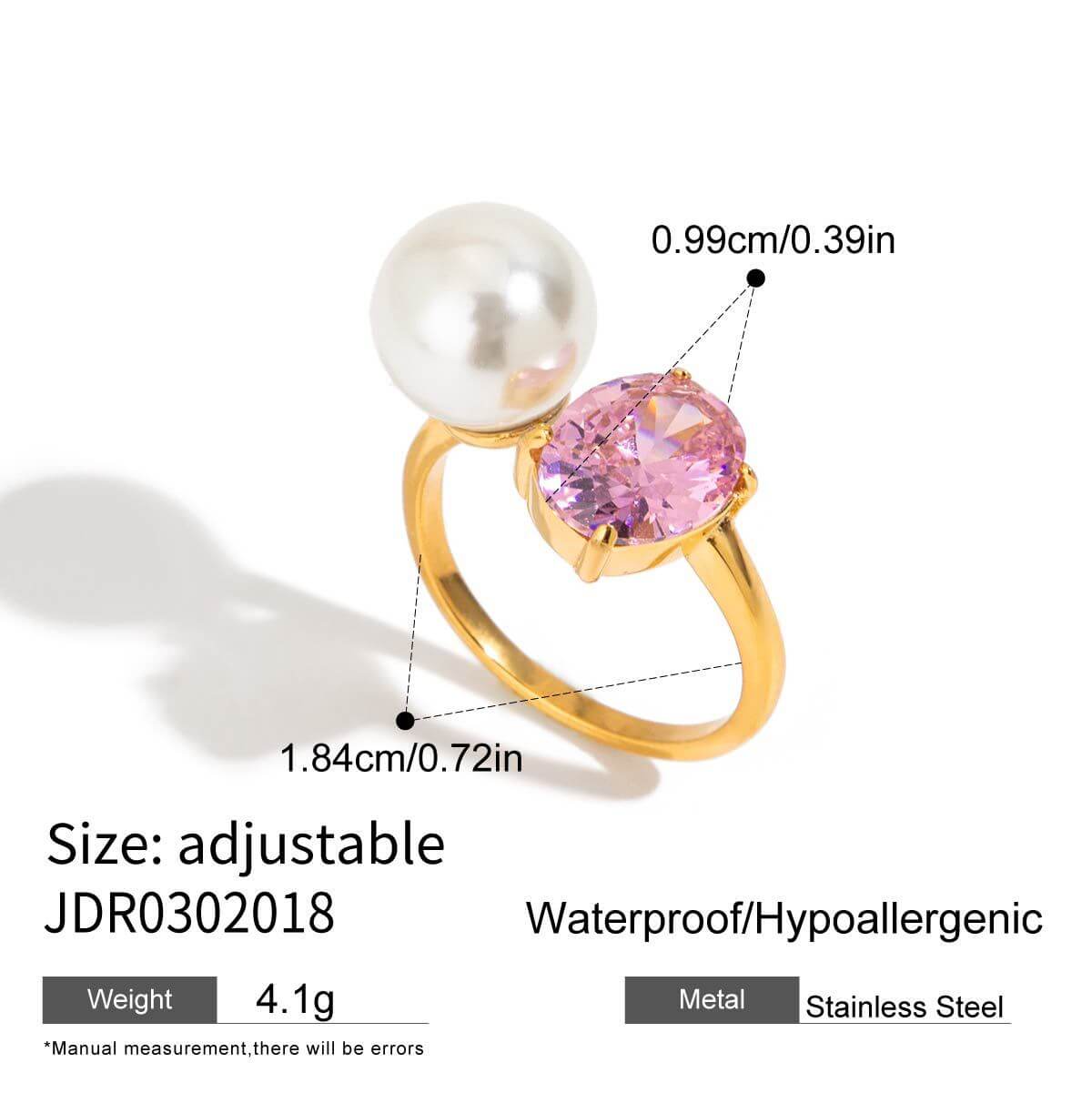 Fairy Pink CZ Pearl Split Ring 