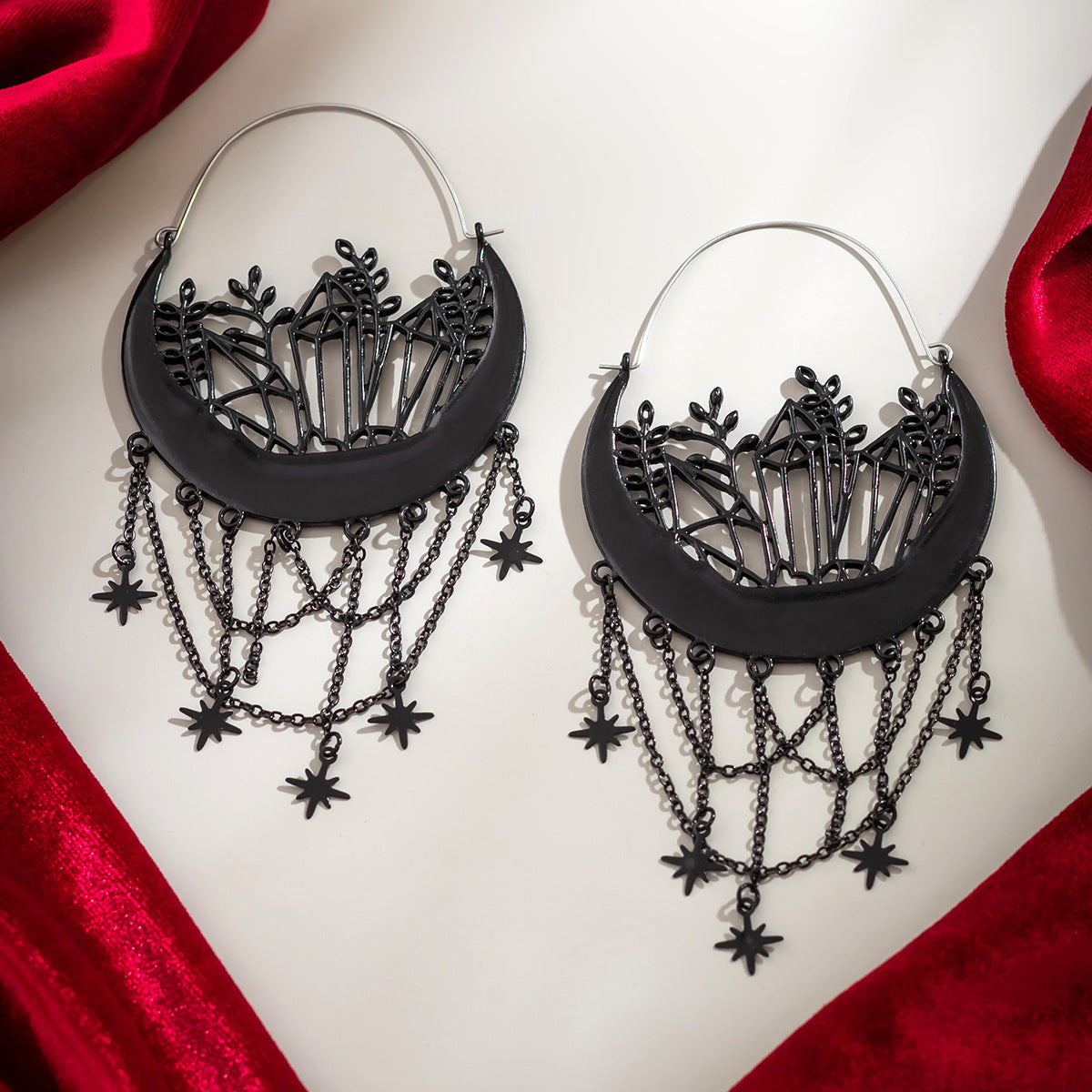 Goth Halloween Black Magic Vampire Drop Earrings