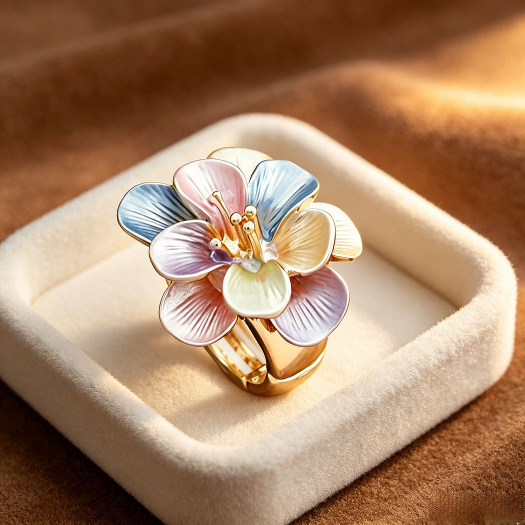 Secret Garden Enamel Flower Adjustable Ring