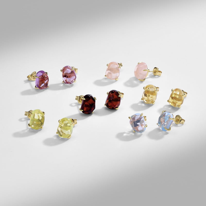 Raw Amethyst Citrine Four Claw Stud