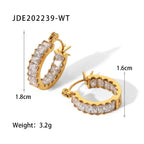 18K Gold Plated Sparkly CZ Hoop Earrings | JDE239