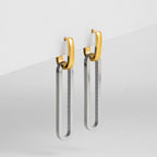 Rectangular Duo Tones Double Rings Earrings