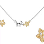 Cat Reaching Star Silver Necklace