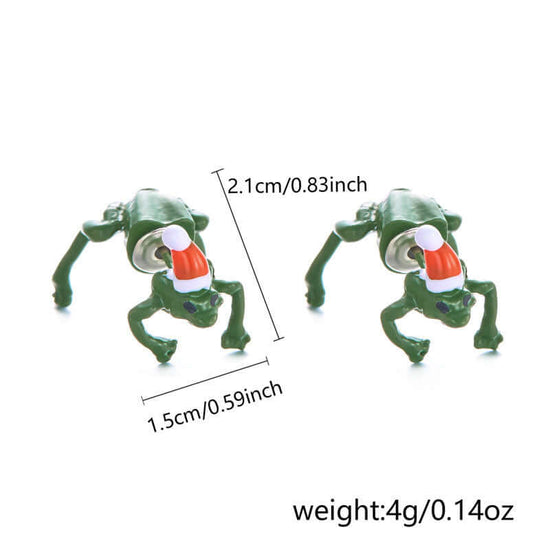 Quirky Frog Christmas Ear Jacket Front Back Earrings