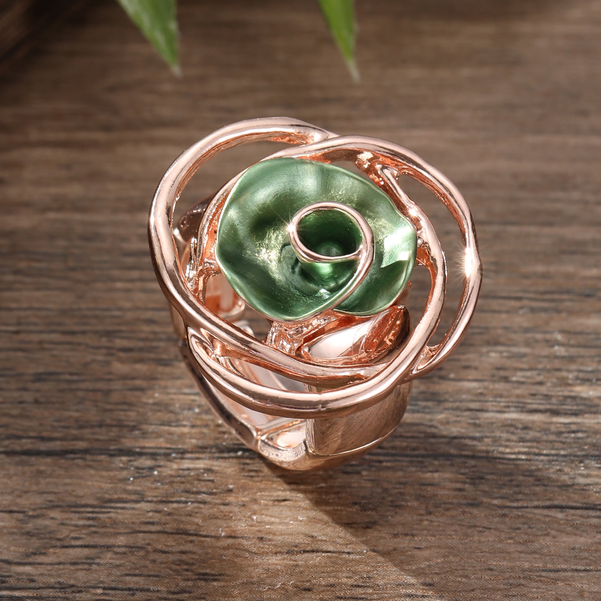 Hand-Painted Chunky Rose Ring
