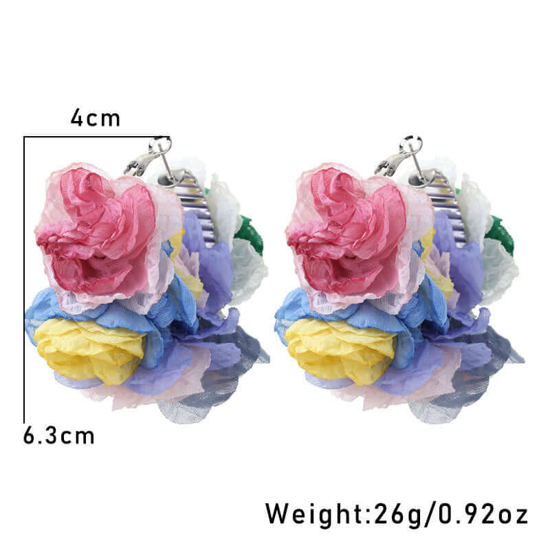 Large Fabric Flower Hoop Earrings