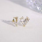 Asymmetric Clear Quartz Invisible Heart Earring Stud