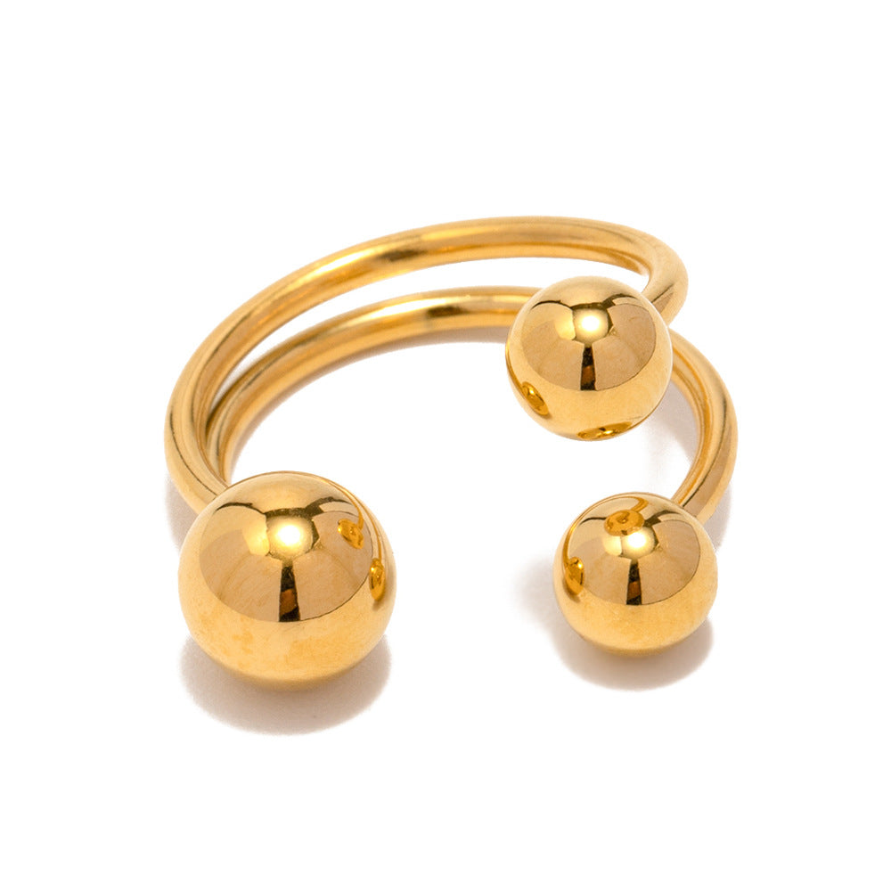 18K Gold Unique Bypass Ball Rings