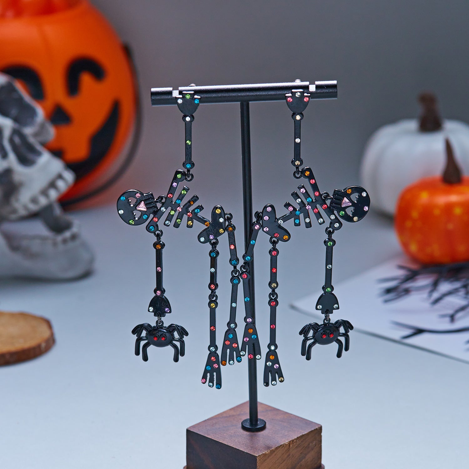 Neon Colorful Skeleton Ear Jacket Earrings