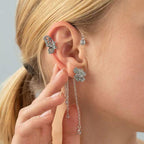 Non-Pierced Butterfly Tassel Elf Ear Clip Rose Wrap Climber Earrings