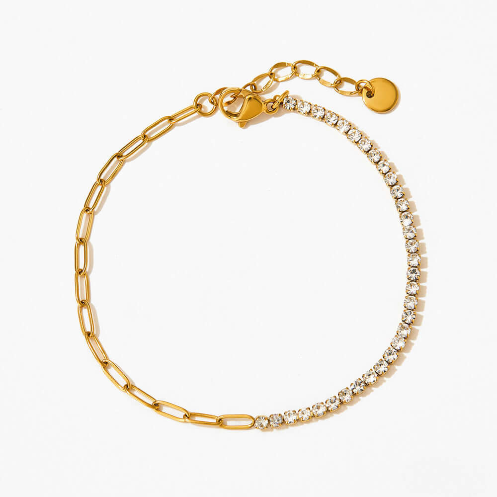 Half Eternity Paperclip Tennis Bracelet Gold